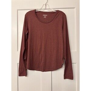 Pendleton Heather Red Long Sleeve Scoop Neck Cotton/Poly T-Shirt Top Womens Med